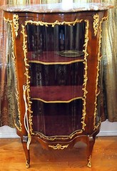 VITRIN 19C FRENCH BRONZE WORK AND GLASS DOORS WITH MARBEL TOP :57″ HIGH