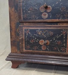 Antique Romanian Folk Painted Pine Cupboard with Drawers and a Door