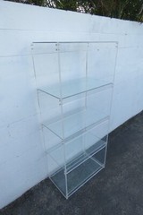 Mid Century Lucite and Glass Etagere Open Shelf Display Cabinet 5130
