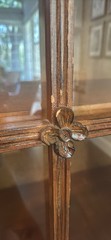 Vintage 20th Century French Provincial Hutch Cabinet With Glass Windows