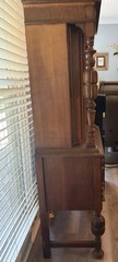 Antique English Jacobean Carved Oak Bar Cabinet, Circa 1920s