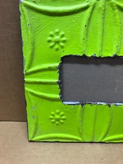 VTG 11″ Sq. Photo 4×6 Tin Ceiling Metal Fresh Green Picture Frame Old 632-26B