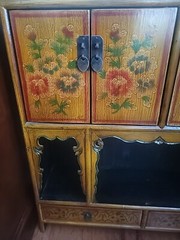 Antique Chinese Cabinet Armoire Lacquer Taborate Shandong Province Kuang Hsu