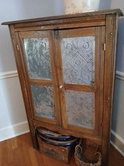 Antique Early Southern American Primitive Style Pie Safe Punched Tin Cabinet