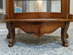 Antique English Oak Half-Round Curved Curio Display Cabinet *Missing Glass Panel