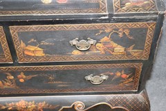 Chinoiserie Ebonized and Paint Decorated Georgian Style 1960’s China Cabinet