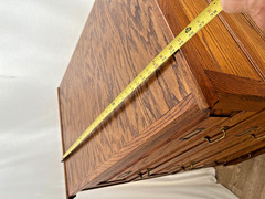 Lateral File Cabinet Tiger Oak Four Drawers Locking Bottom Paneled Sides Keys