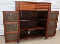 Square Nailed Walnut Pie Safe Jelly Cabinet Cupboard Top Drawers Fan Punch Tins!