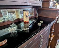 Outstanding 1920s Solid Mahogany Glass Top & Door – 21 Drawer Dental Cabinet