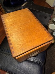 Vtg 1 Drawer Library Card Catalog Box Index File 15x10x7 Dovetail 5×8 Card