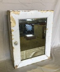 Antique Shabby White Mirror Medicine Cabinet Glass Knob VTG Chic Old 612-23B