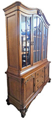 Vtg Country French Louis XV Quarter Sawn Oak China Cabinet Hutch Carved 1930s