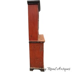 Antique Ohio Step Back dutch cupboard Red paint country farmhouse raised panel