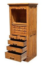 ANTIQUE INDUSTRIAL OAK HARVARD DENTAL CABINET / FILE CABINET