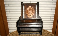 Antique Arts & Crafts Wooden Wall Hanging Cabinet Cupboard + Hooks & Storage Box