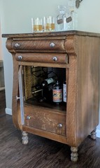 Repurposed/Refinished Hardwood Coffee or Spirits Cabinet Dry Bar