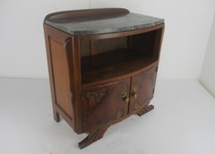Art Deco Double Cabinet Nightstand Night stand Marble Top Ornate Wood Lovely