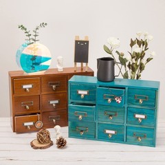 9 Drawer Library Card Catalog Cabinet With Labels Wooden Apothecary Storage