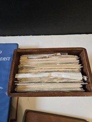 Vintage Recipe Estate Collection Wood RECIPE BOX & Methodist Binder Handwritten