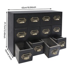 12 Drawers Vintage Tabletop Library Card Catalog Cabinet Storage Box NEW