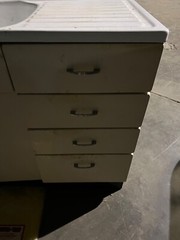 Vintage Whirlpool Sink and Base Cabinet,hot water heater Cab and and metal Top