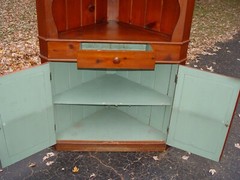 1930s – 40s Country Pine Corner Cabinet Pair, Hand Made