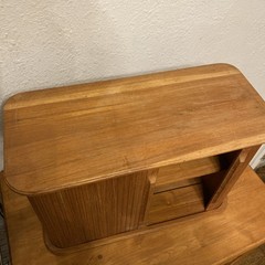 Vintage EPPCO Teak Tambour Cabinet with sliding Doors Wall Storage Shelf **READ*
