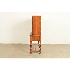 Early Romweber Antique English Jacobean Carved Oak Bar Cabinet, Circa 1900