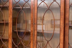 Antique Georgian Style Burl Wood Breakfront Cabinet