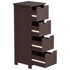 Floor Bathroom Storage Cabinet with Slide Out Drawers for Living Room Brown