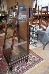 Columbus Show Case Antique Slant Front Glass Display Case Cabinet, Gun Cabinet