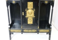Beautiful Louis XVI Black and Gold French Cabinet (43″ x 12″ x 76″)