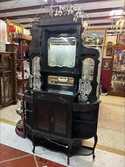 VICTORIAN Hand Carved EBONIZED Mahogany ETAGERE Parlor Cabinet-So BEAUTIFUL!!!