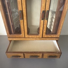 Vintage Large Wood And Glass Door Jewelry Cabinet