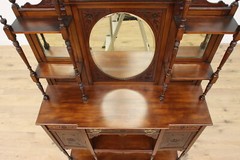 Art Nouveau Antique Carved Mahogany Etagere Display or Bar #51867