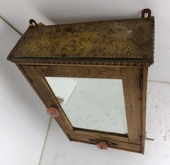 Art deco hanging Medicine Apothecary cabinet Kitchen Bathroom carved wood Bevele