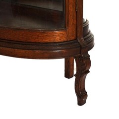 Antique RJ Horner School Carved Oak & Curved Glass China Cabinet C1910