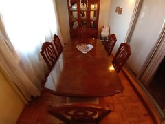 Antique Wooden China Cupboard and Wooden Table with 6 Chairs