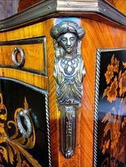 19century Louis XV Marquetry, Parquetry & Gold Gilded Bronze two tiered Cabinet