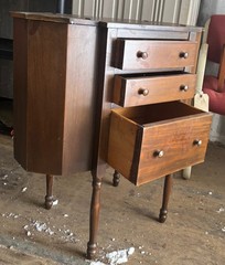 Vintage Martha Washington Sewing Cabinet – Octagonal Hardwood, 3 Drawers, Flip