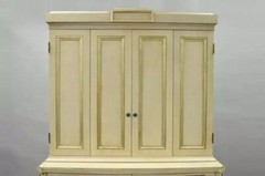 Decca French Neoclassical Louis XVI Style Cream & Gold Bar Cabinet Buffet (B)