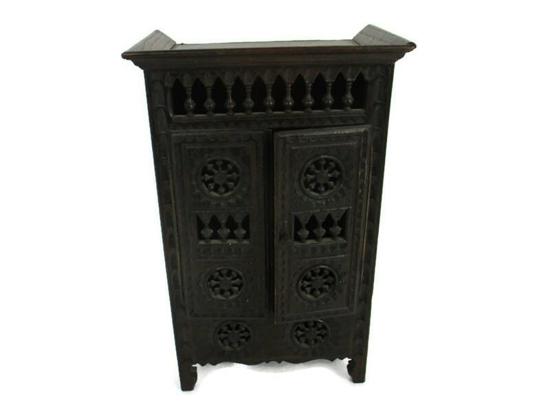 MIniature French Breton Salesman sample cabinet Wood antique 1900s Gorgeous Rare
