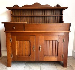 Vtg Pine Chest Commode Washstand Dry Copper Sink Country Farmhouse Cabinet