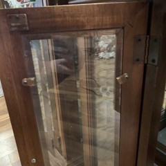 VTG Mid-Century Solid Walnut Wood Glass 4 Shelf Lighted Curio Cabinet 37″L 76″H