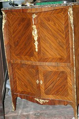 ANTIQUE FRENCH LXV STYLE BRONZE DECORATIONS, MARBLE TOP 19 C. SECRETARY ABADANT