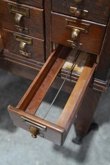 Antique Card Catalog wood drawer Library apothecary cabinet vintage oak