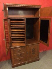 Antique Oak Physicians Medical / Dental Cabinet By W. D. Allison Co.