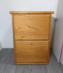 Vintage Heavy Duty Industrial Mission Oak Wood File Cabinet 2-Drawer T32A