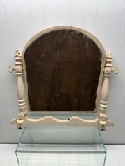 VTG Salvaged Shabby Rustic Blush Pink Wood Mirror Dresser Mount