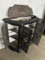 SUPERB 19th CENTURY FRENCH CAST IRON AND BRONZE CABINET / DRY BAR. ETERNAL FLAME